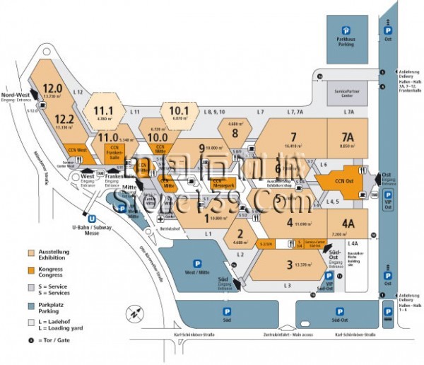 德國紐倫堡國際展覽中心平面圖