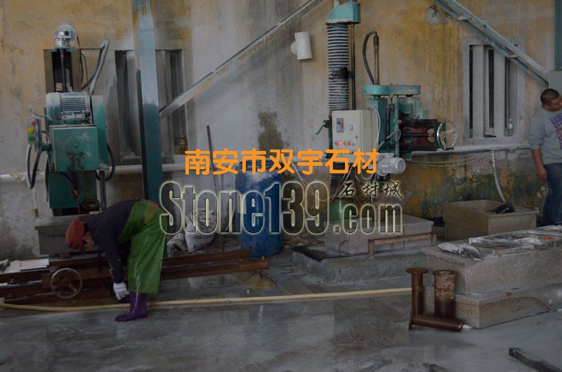 連體洗衣池石材生產加工流程圖