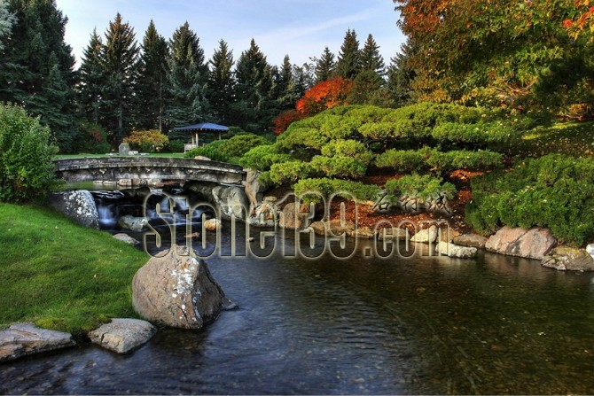 日式風格的園林景觀裝飾有山有水有石材