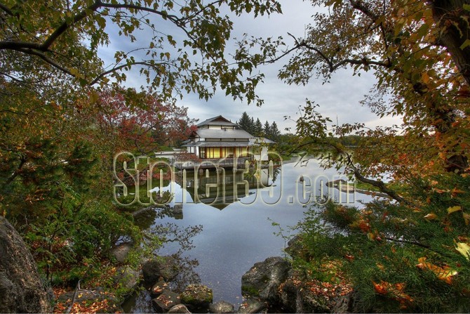 日式風格的園林景觀裝飾有山有水有石材