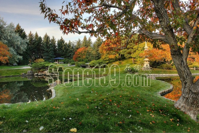 日式風格的園林景觀裝飾有山有水有石材