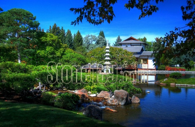 日式風格的園林景觀裝飾有山有水有石材