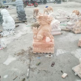 石雕麒麟 晚霞紅麒麟現貨促銷 漢白玉麒麟石雕