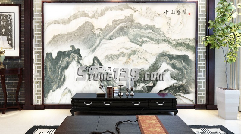 山水畫(huà)大理石背景墻設(shè)計(jì)效果圖