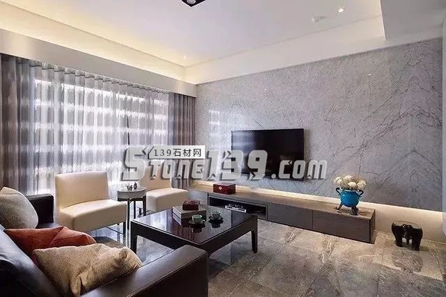 各種風格的石材電視墻讓人眼花繚亂