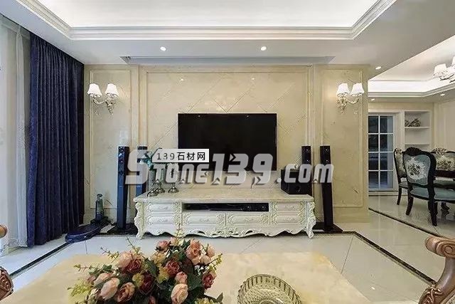 各種風格的石材電視墻讓人眼花繚亂