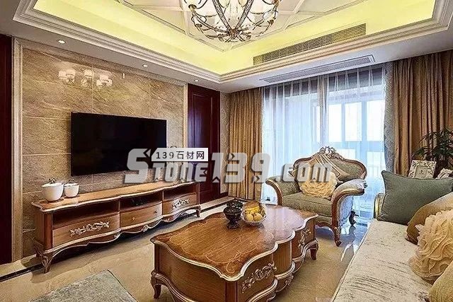 各種風格的石材電視墻讓人眼花繚亂