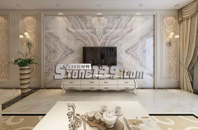 各種風格的石材電視墻讓人眼花繚亂
