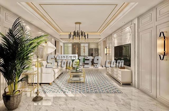 各種風格的石材電視墻讓人眼花繚亂