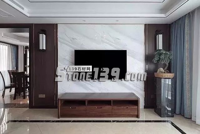 各種風格的石材電視墻讓人眼花繚亂