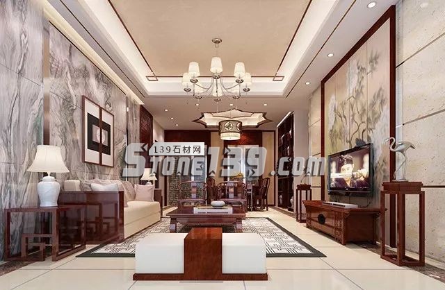 各種風格的石材電視墻讓人眼花繚亂