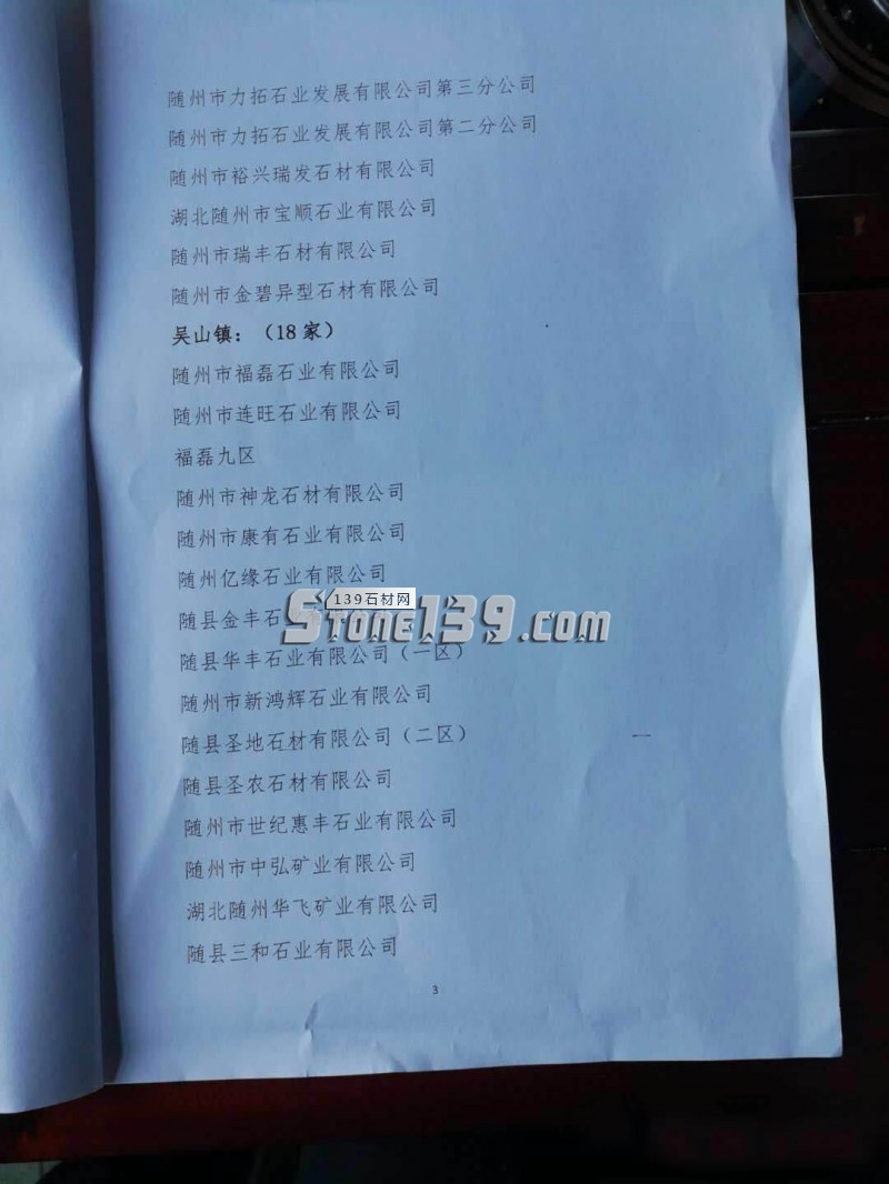 關(guān)于湖北省隨州市隨縣石材產(chǎn)業(yè)第一批驗(yàn)收合格的石材加工企業(yè)名單