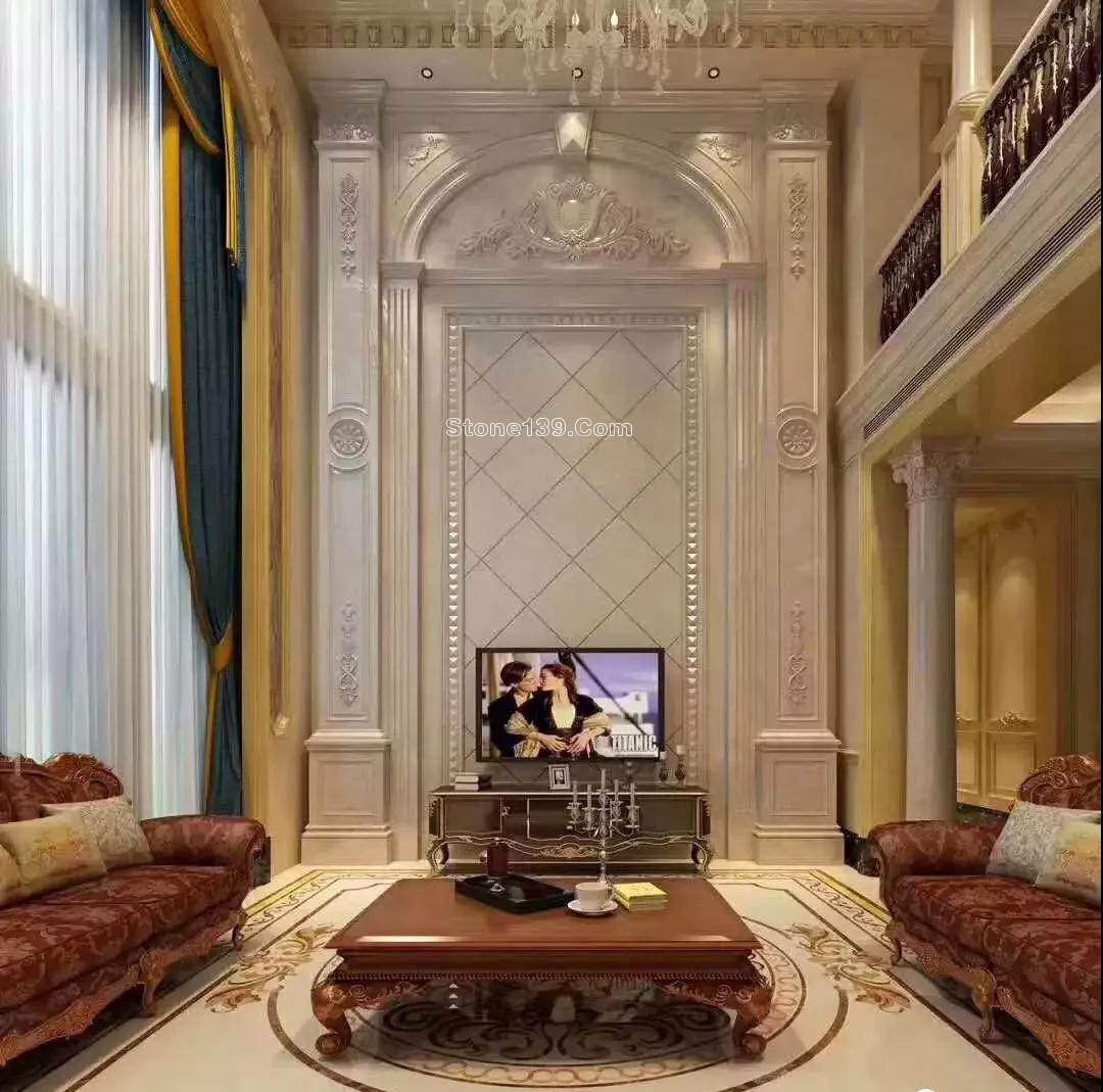 復(fù)式樓挑高躍層石材背景墻