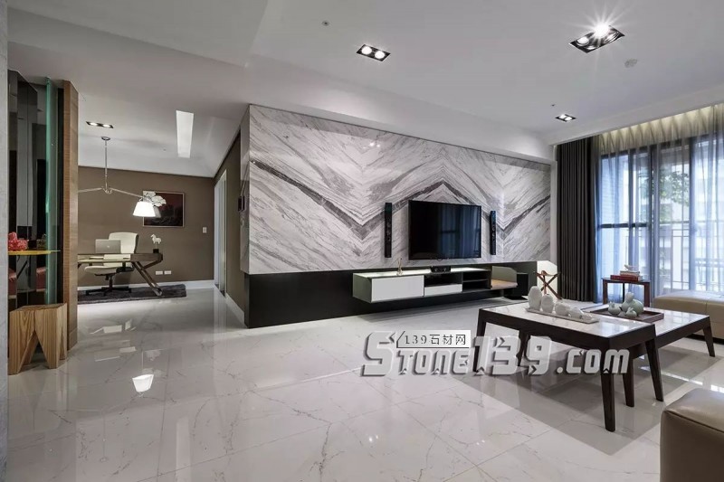 80后、90后年輕人鐘愛的大理石電視背景墻裝飾風格