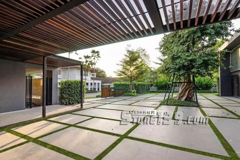 創意景觀設計,石材嵌草鋪裝惹人醉