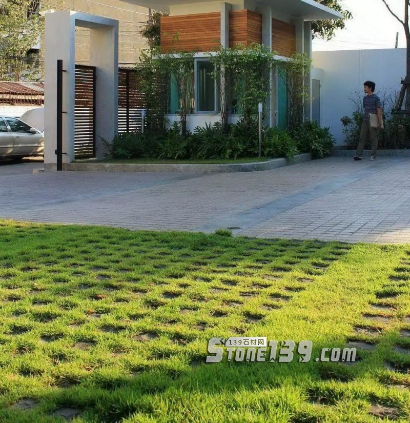 創意景觀設計,石材嵌草鋪裝惹人醉