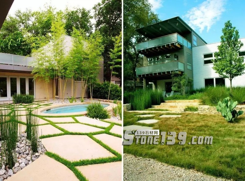創意景觀設計,石材嵌草鋪裝惹人醉