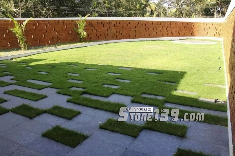 創意景觀設計,石材嵌草鋪裝惹人醉