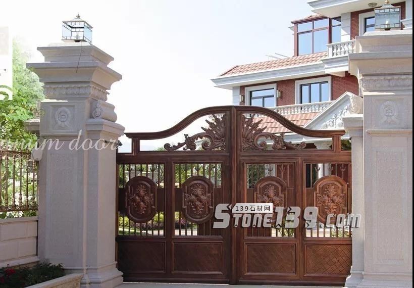 石材別墅大門 庭院石材大門柱實(shí)例拍攝欣賞 別墅庭院大門石材