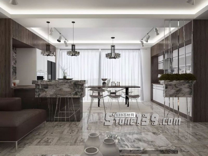 大理石與金屬搭配的裝飾 感受下自然現代風