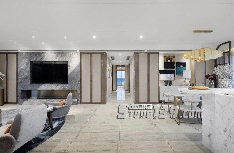 淺色大理石+黃銅，輕奢別墅裝飾 有質感有品味的生活