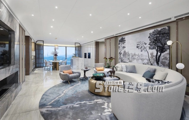 淺色大理石+黃銅，輕奢別墅裝飾 有質感有品味的生活