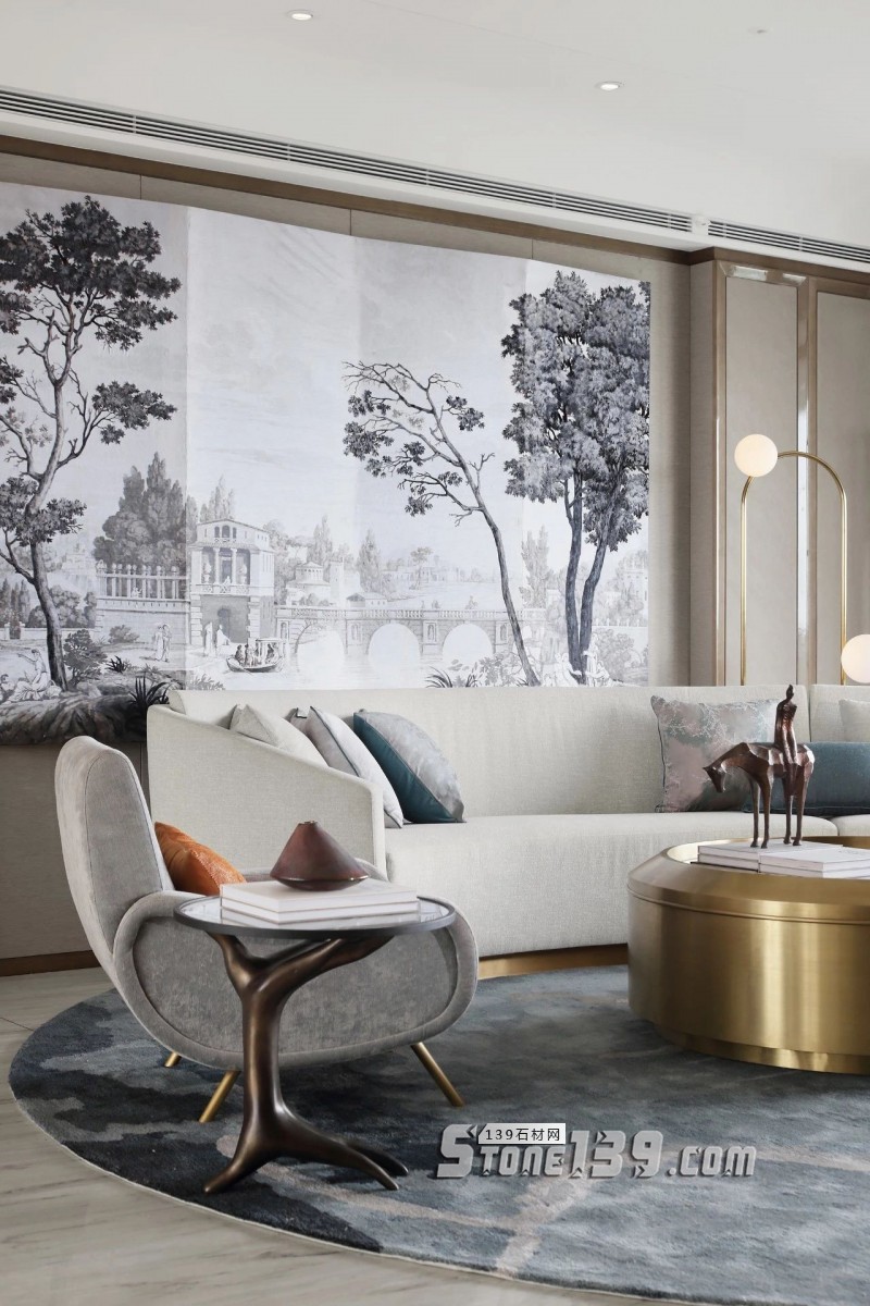 淺色大理石+黃銅，輕奢別墅裝飾 有質感有品味的生活