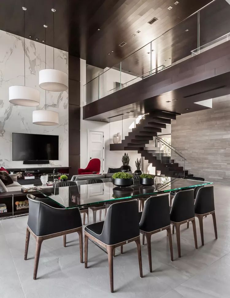 大理石裝飾的室內空間 黑白灰色經典國際范