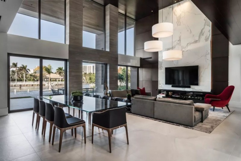 大理石裝飾的室內空間 黑白灰色經典國際范