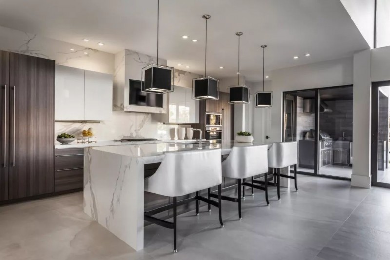 大理石裝飾的室內空間 黑白灰色經典國際范