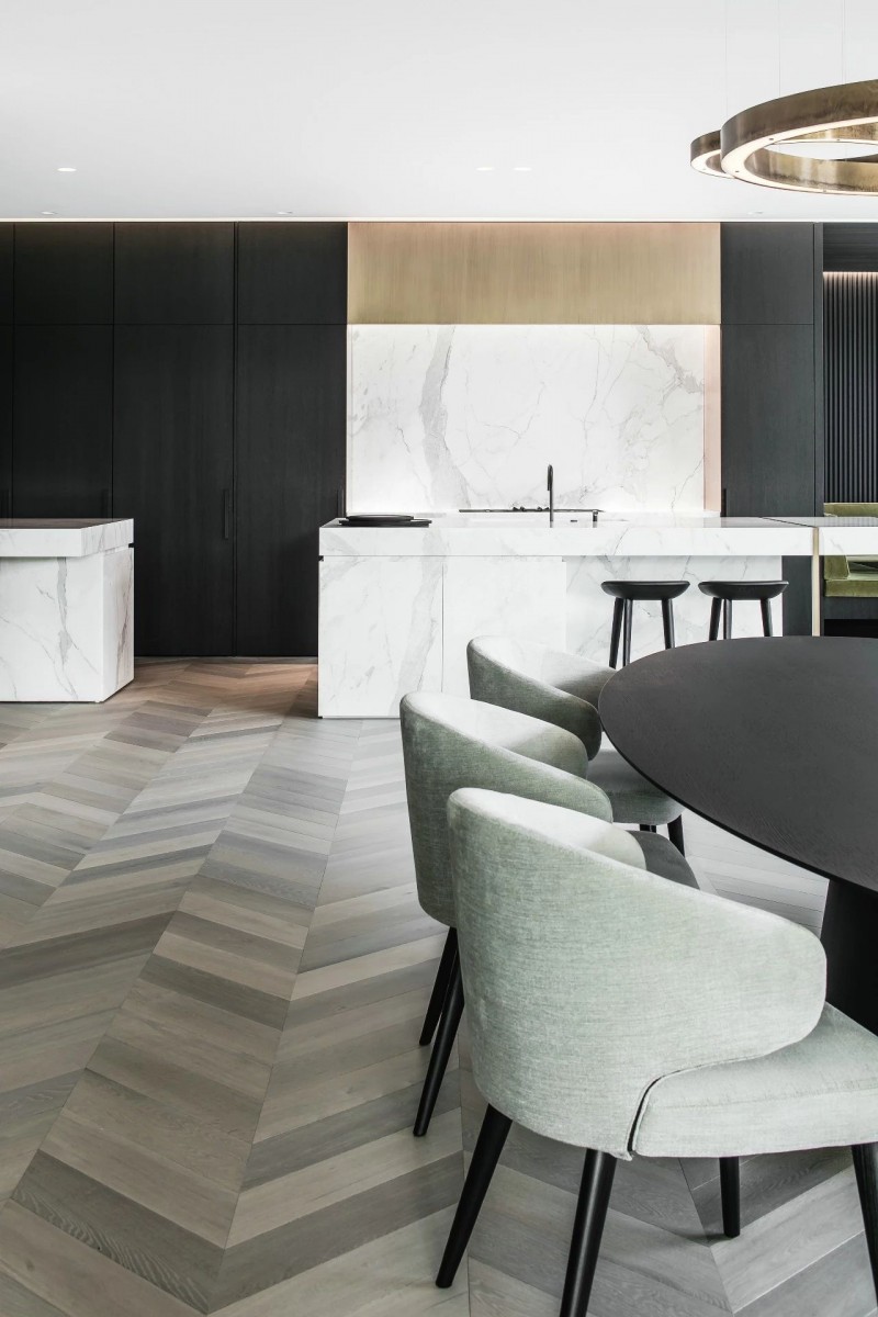 大理石裝飾的室內空間 黑白灰色經典國際范