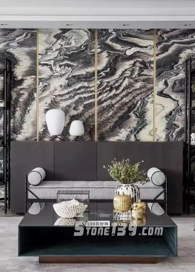 大理石+黃銅的墻面裝飾應用案例