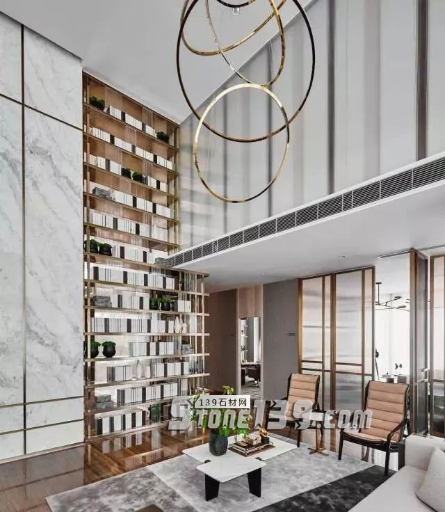 大理石+黃銅的墻面裝飾應用案例