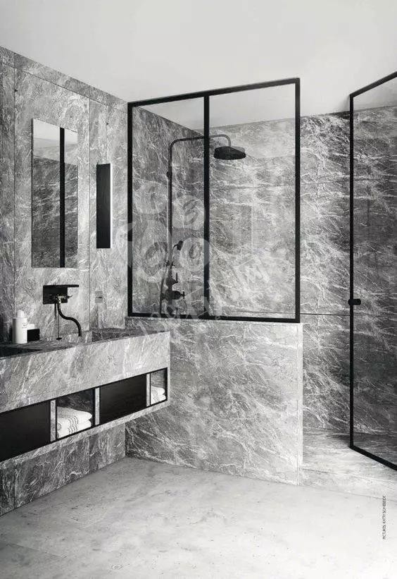 實體墻式衛生間裝飾大理石案例