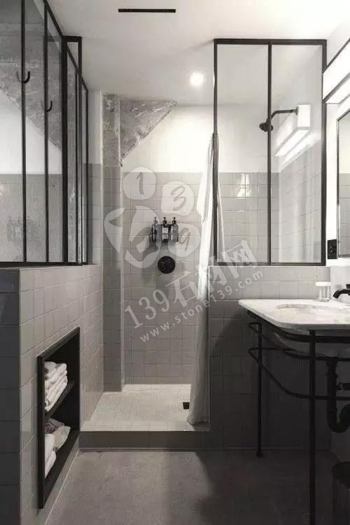 實體墻式衛生間裝飾大理石案例