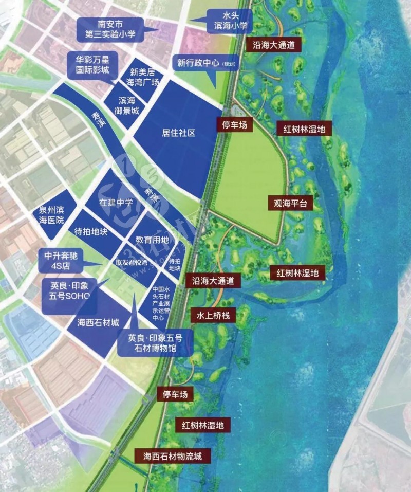 <em></em>
▲城市化進程中，水頭鎮海聯片區規劃圖（局部）