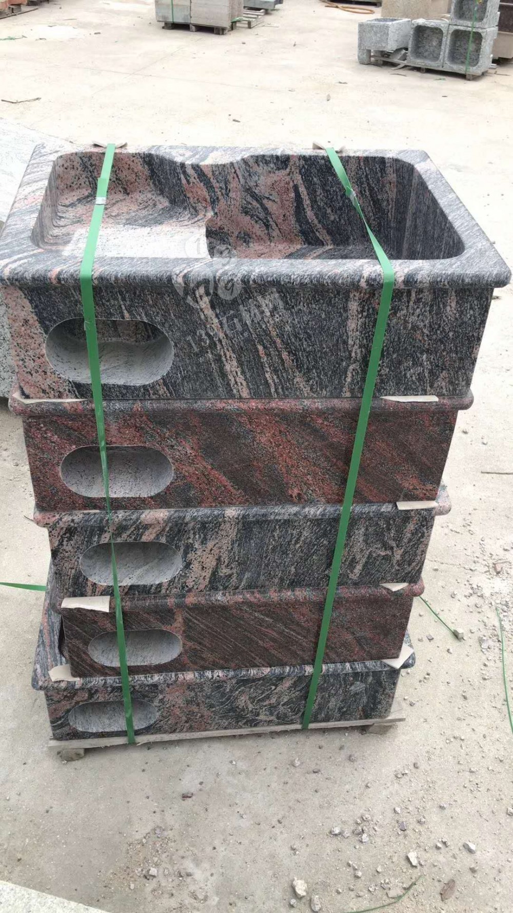 精品石材洗衣池幻彩紅材質洗衣池