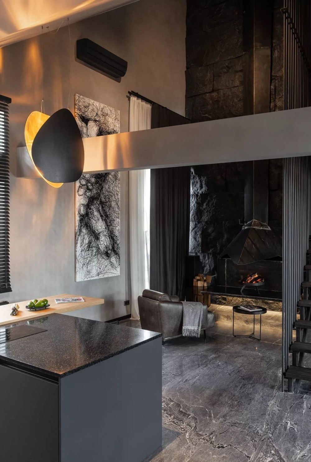 黑色石材自然面背景墻裝飾