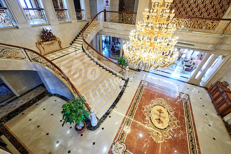 別墅石材樓梯，別墅大理石樓梯裝飾案例