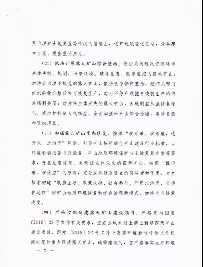 自然資辦函〔2019〕819號：《關于加快推進露天礦山綜合整治工作實施意見函》
