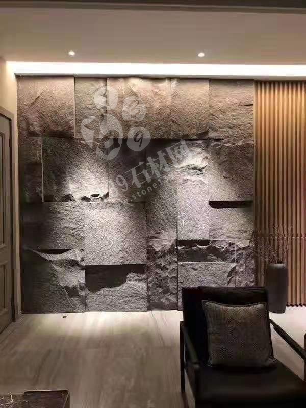 芝麻黑等黑色石材自然面復古背景墻裝飾 中國風的韻味 世界流行