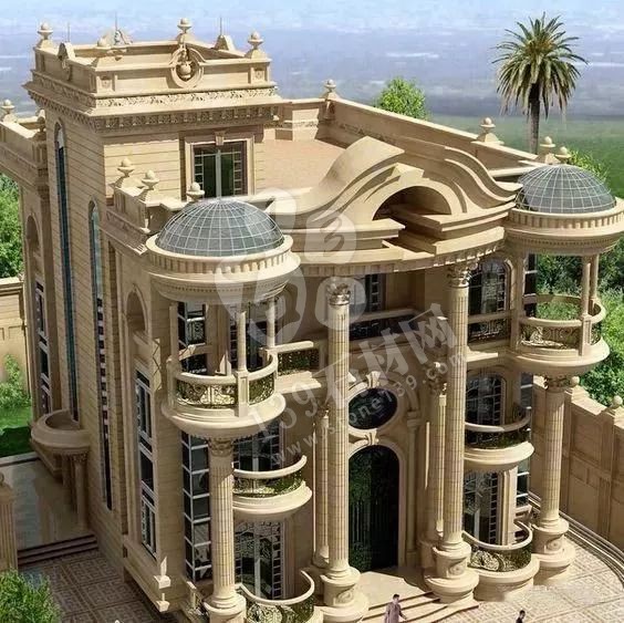 在農村現在還流行蓋的別墅用的是歐式石材門頭