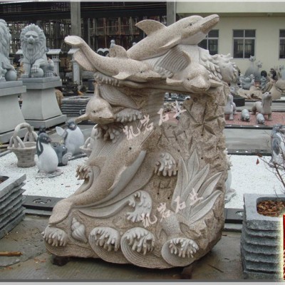 福建專業供應石雕動物海豚石雕-凱巖石業
