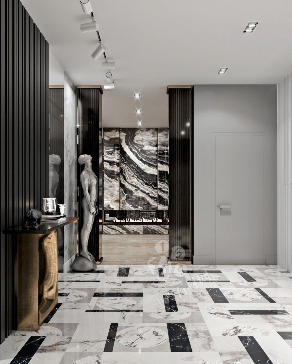 想要時尚潮流的玄關,試試大理石吧