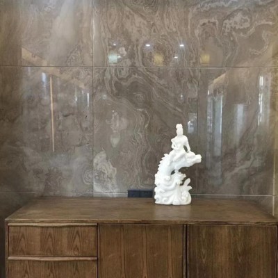 咖啡木紋大理石玄關應用（花紋）