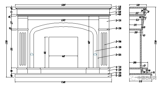 石材小小一張立面圖，生產加工少不了
