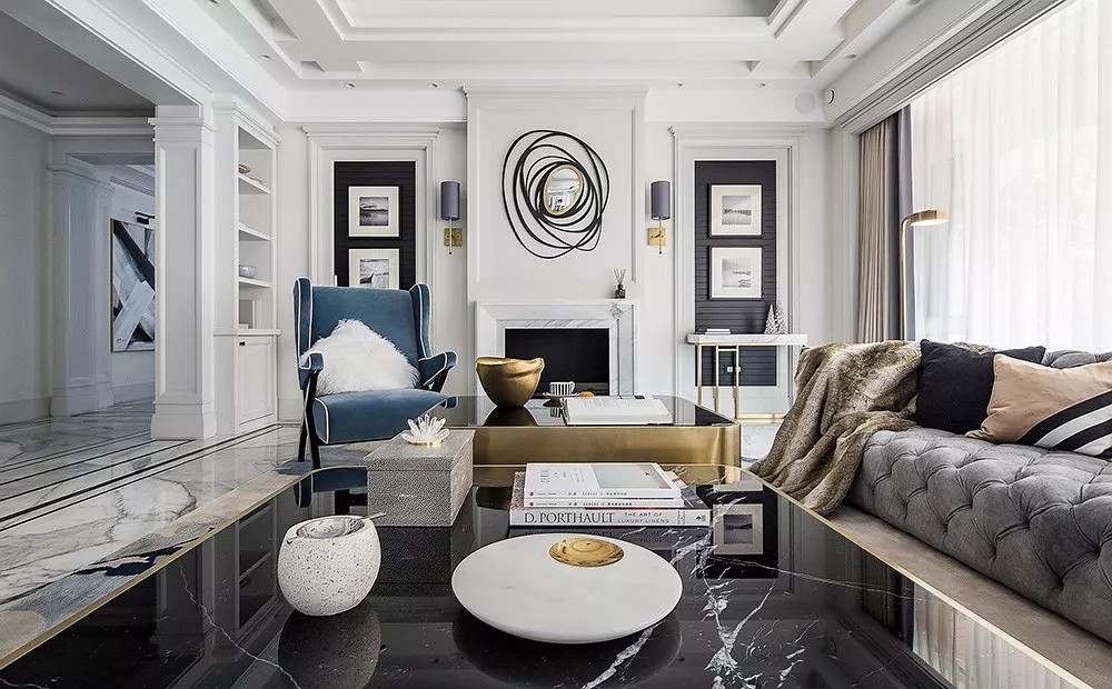 黑白大理石+金屬線,精致優雅的完美搭配