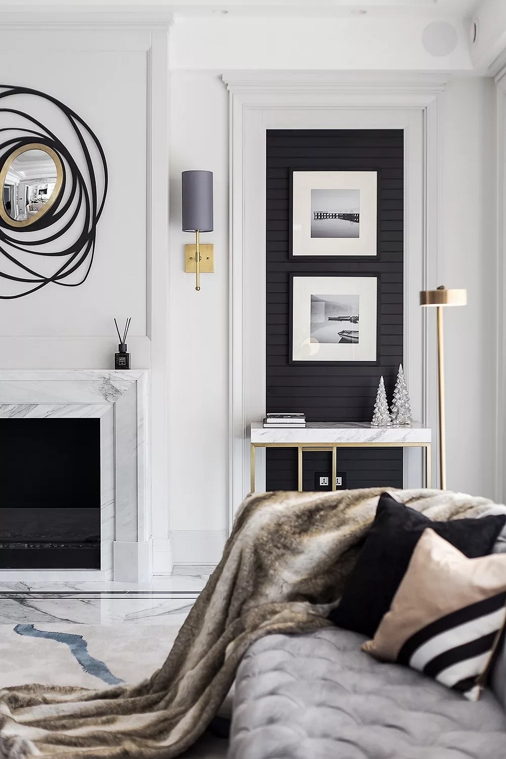 黑白大理石+金屬線,精致優雅的完美搭配