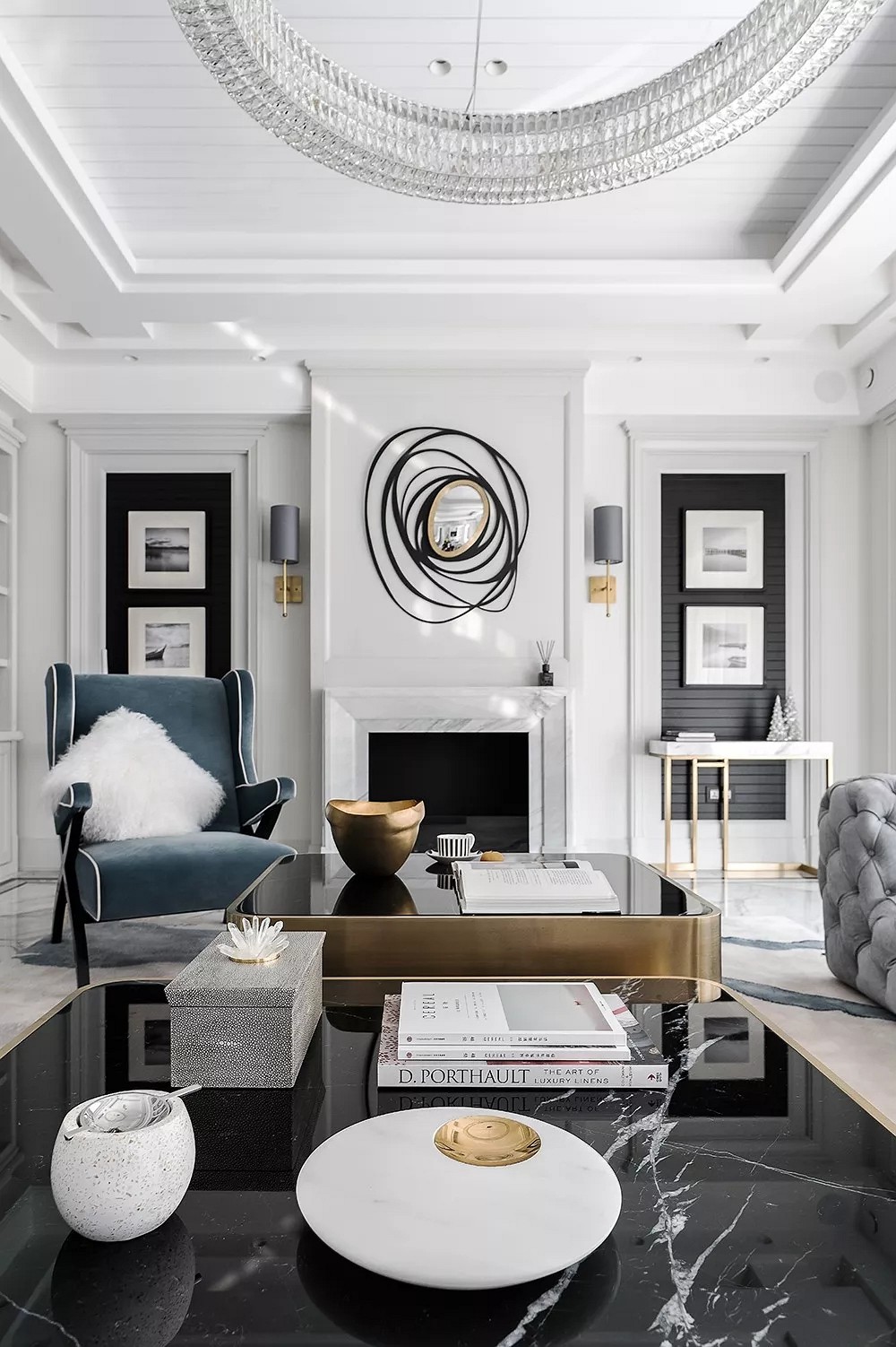 黑白大理石+金屬線,精致優雅的完美搭配