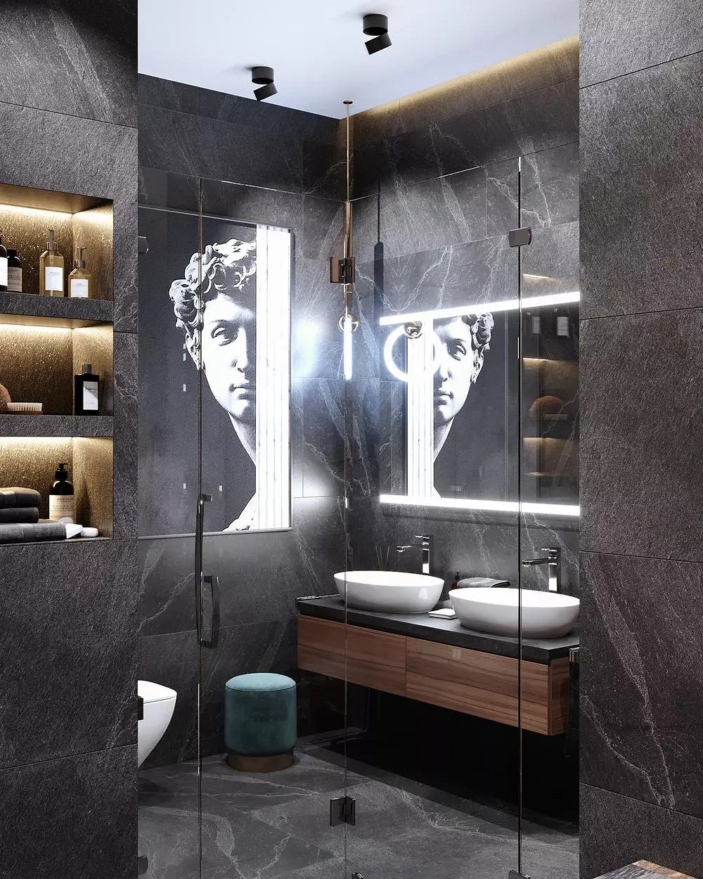 大理石高級灰搭配裝飾，橫豎都有范